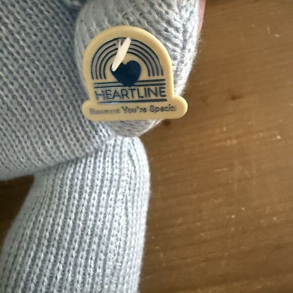 Vintage Blue Knit Teddy Bear 1984 Plush Toy with Tags Heartine Snuggables - Picture 5 of 7